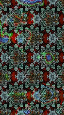 Vadinin çiçekleri siyah renklerde. Çiçeksel çizim kalıbının çizimi.