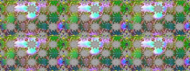 Moda baskısı, albüm, ambalaj kağıdı ve duvar kağıdı için zarif dekoratif süslemeler. Yeşil renkte şirin çiçekler. Küçük çiçekli basit, dikişsiz desen. Raster illüstrasyonu.