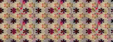 Renkli Yaz Temalı eskiz kalıbı. Düz Çiçek Elementleri Tasarımı. Bej renkli çiçekler. Raster illüstrasyonunda çiçek deseni çizimi.