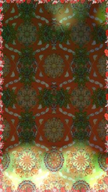 Küçük çiçekteki sevimli çiçek deseni. Birçok kahverengi ve yeşil soyut çiçekli tropik, pürüzsüz desen. Varicolobrown ve yeşil raster pürüzsüz çizim.