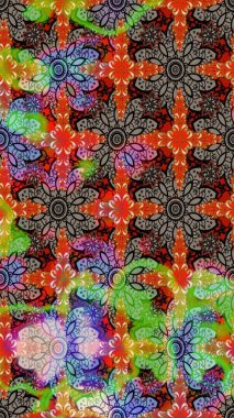 Bej ve kahverengi renklerde bahar çiçekleri. Raster illüstrasyonu. Çiçek ve yapraklı karalama şeklinde Raster çiçek deseni.