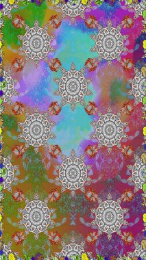 Çiçeksiz desenli arka plan, darbeler, sıçramalar, yaz çiçekleri. Raster illüstrasyonu. Gri renkli çiçekler.