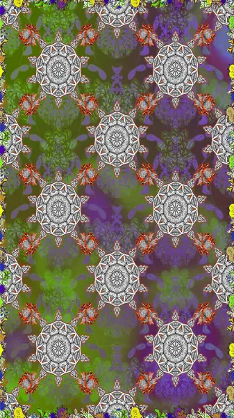 Gömlek baskısı için çiçek boyası. Çiçeksiz desenli arka plan. Gri ve yeşil renkte çiçekler.