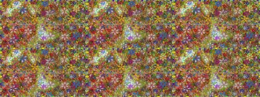 Kahverengi ve yeşil renklerde çiçeklerle kusursuz çiçek deseni. Çiçekler suluboya tarzında kahverengi ve yeşil renklerde.