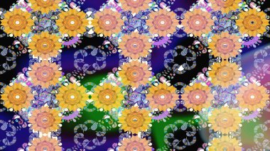 Suluboya desensiz çiçek buketi. Moda baskısı. Dekorasyon ve tasarım için güzel bir desen. Ton halinde. Çiçeğin suluboya çizimlerinin zarif deseni.