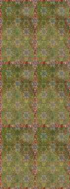 Raster illüstrasyonu. Yeşil ve kahverengi renkli çiçekler. El çizimi çiçekleri olan soyut, pürüzsüz desen.