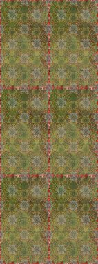 Raster illüstrasyonu. Yeşil ve kahverengi renkli çiçekler. El çizimi çiçekleri olan soyut, pürüzsüz desen.