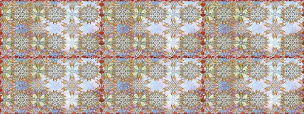 Raster Illustrasyon 'da moda olmayan çiçek deseni. Düz Çiçek Elementleri Tasarımı. Renkli Yaz Temalı Kusursuz Arkaplan. Güzel kumaş deseni.