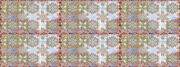 Raster Illustrasyon 'da moda olmayan çiçek deseni. Düz Çiçek Elementleri Tasarımı. Renkli Yaz Temalı Kusursuz Arkaplan. Güzel kumaş deseni.