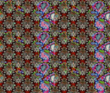 Tropik çiçek desenleri. Raster illüstrasyonu. Gri renkli çiçekler.