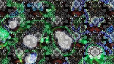 Çiçek desenli çizim. Asya tekstil tarzında. Raster illüstrasyonu. Raster illüstrasyonu. Gri renkli çiçekler.