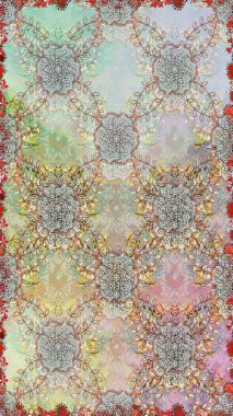 Süslü kumaş deseni. Düz Çiçek Elementleri Tasarımı. Raster illüstrasyonunda kusursuz çiçek deseni. Renkli Bahar Teması Kusursuz Arkaplan.