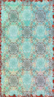 Renkli Bahar Temalı Kusursuz Arkaplan. Raster illüstrasyonunda kusursuz çiçek deseni. Süslü kumaş deseni. Düz Çiçek Elementleri Tasarımı.