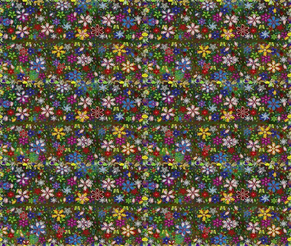 Renkli Bahar Temalı Kusursuz Arkaplan. Raster illüstrasyonu. Kusursuz Chichi kumaş deseni. Çiçek deseni. Düz Çiçek Elementleri Tasarımı.