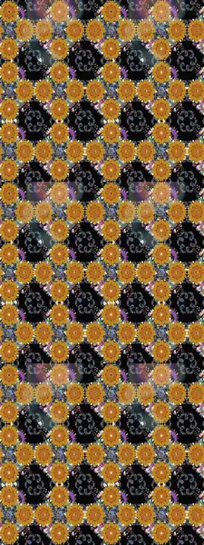 Robot resim. Şirin çiçek elementleri. Raster illüstrasyonu. Siyah renkte çiçekler.