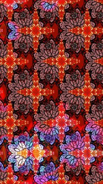 Sketch Floral Pattern in Raster illustration. Fancy fabric pattern. Colour Spring Theme sketch pattern Background. Flat Flower Elements Design.