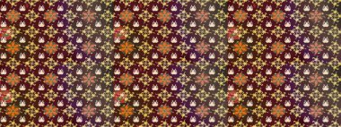 Çiçekli çiçek deseni, suluboya. Kahverengi renkli çiçekler. Renkli Bahar Teması eskiz kalıbı. Düz Çiçek Elementleri Tasarımı. Raster illüstrasyonu.