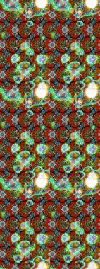 Yeşil, kahverengi ve kırmızı renkte çiçekler. Raster illüstrasyonu. El çizimi çiçekli soyut çizim deseni.