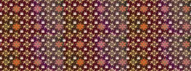 Raster illüstrasyonu. Küçük çiçekteki sevimli çiçek deseni. Mor ve kahverengi renkte çiçekler.