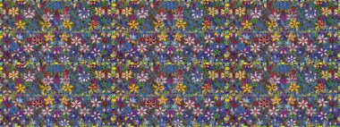 Çiçek. Mavi ve yeşil renklerde. Kusursuz dekoratif arka plan, çiçek mandala. Raster illüstrasyonu.