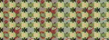 Tarafsız renklerde yaz çiçekleri. Raster illüstrasyonu. Raster çiçek desenli ve çiçekli..