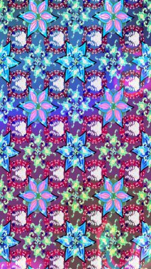 Soyut çiçek çizim kalıbı arka planı. Küçük çiçekteki sevimli çiçek deseni. Raster deseni. Mavi renklerde. Raster illüstrasyonu.