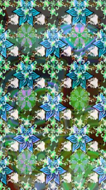 Eskiz stili yeşil renkler. Raster illüstrasyonu. El yapımı çiçek ve bitki koleksiyonu. Raster illüstrasyonu. Şirin karalamalı çiçek deseni çiz..