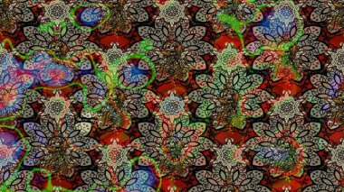 Raster illüstrasyonu. Ultraviyole kumaş deseni. Çizim kalıbı. Organik motif arkaplanı.