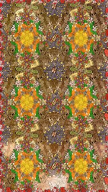 Raster düz çiçek çizim deseni. Kahverengi renkli çiçekler. Tasarım hediye paketi, tebrik kartları, posterler ve afiş tasarımı.