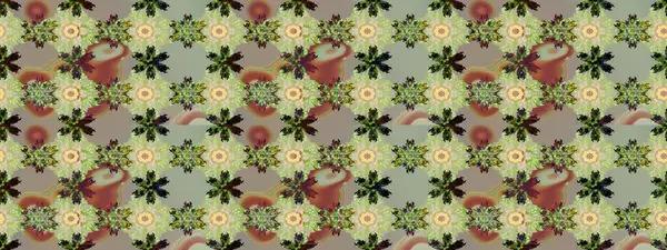 Tarafsız renklerde yaz çiçekleri. Raster illüstrasyonu. Raster çiçek desenli ve çiçekli..