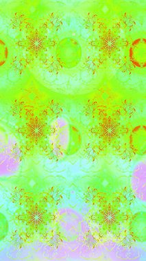 Kumaş desenli papatya çiçeği detayı. Yeşil renkte çiçekler.