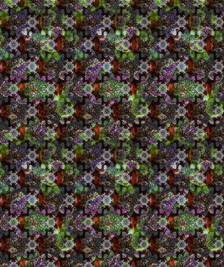 Raster illüstrasyonundaki çiçek desenli çizim. Gri renkli çiçekler.