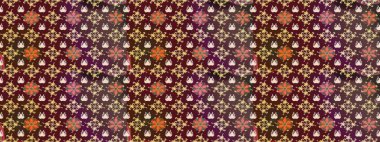 Çiçek deseni. Mor renkli çiçek çizimi. Şatafatlı bahar bahçesi dokusu. Raster illüstrasyonu. Mor renkte çiçekler.