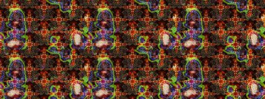 Şirin çiçekler. Raster Moda kumaş deseni. Çizgi çizimi deseni.