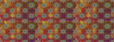 Soyut etnik raster kusursuz desen. Çiçekler. Vadinin çiçekleri kahverengi ve kırmızı renklerde.