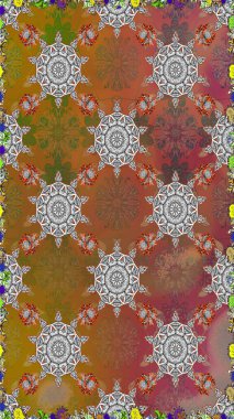 Renkli Bahar Tema dikişsiz desen Arka Plan. Düz Çiçek Elemanları Tasarım. Süslü kumaş deseni. Raster illüstrasyon dikişsiz Çiçek Desen.