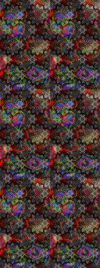 Düz Çiçek Elementleri Tasarım Raster illüstrasyonu. Siyah renkli çiçekler. Çiçek desenli eskiz. Renkli Bahar Teması çizim şablonu.