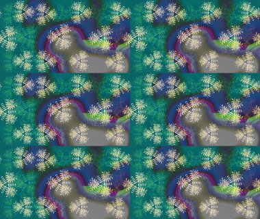 Mavi renklerde. Raster illüstrasyonu. Anti-stres için Raster soyut şablon sayfası.