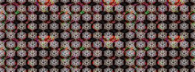 Siyah renkli etnik çiçeklerle süslenmiş zarif bir eskiz şekli. Raster Çiçek İllüstrasyonu güzel tekstil..