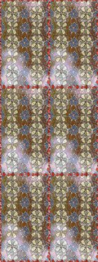 Çiçekli karalama şeklinde Raster çiçek deseni. Raster illüstrasyonu. Kahverengi ve nötr renklerde bahar çiçekleri..