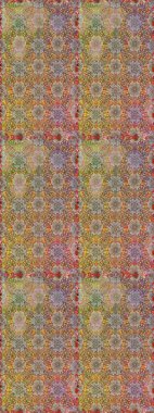 Kusursuz bir geçmişi var. Raster illüstrasyonu. Kumaş, tekstil, duvar kağıdı baskısı için. Eski usul. Renkli desenli, kahverengi ve bej çiçekli ve dekoratif elementli kusursuz desen..