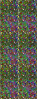 Raster illüstrasyonu. Yeşil ve kahverengi renkli güzel tekstil. Çiçeklerle suluboya desenleri.