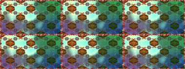 Renkli, pürüzsüz desen. Raster illüstrasyonu. Çiçek duvar kâğıdı. Çiçek arkaplan. Yeşil ve mavi renkli şirin tekstil.