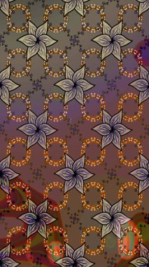 Hediye ambalaj kağıdı, tebrik kartları, posterler ve pankart tasarımı. Kahverengi renkli çiçekler. Raster düz çiçek çizim deseni.