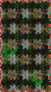 Raster illüstrasyonunda kusursuz çiçek deseni. Güzel kumaş deseni. Gri ve kahverengi renklerde. Raster illüstrasyonu.