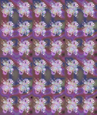 Halk tarzı. Rengarenk çiçekleri ve yaprakları tarafsız ve mor renklerde inanılmaz bir çiçek deseni var. Modern çiçek arkaplanı. Moda baskıları için zarif bir şablon.