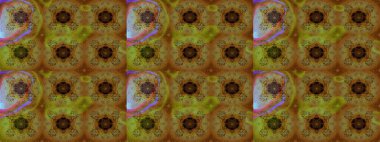 Raster illüstrasyonu. Çiçek desenli çizim. Raster illüstrasyonu. Kahverengi renkli çiçekler. Asya tekstil tarzında.