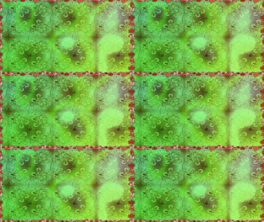 Kusursuz bir arka plan modeli. Raster hisseleri. Suluboya, elle çizilmiş. Çiçekler yeşil ve nötr.