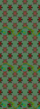 Raster düz çiçekleri pürüzsüz desen. Yeşil ve gri renkli çiçekler. Tasarım hediye paketi, tebrik kartları, posterler ve afiş tasarımı.