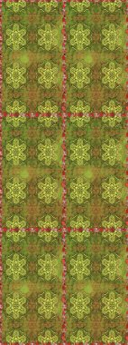 Raster illüstrasyonu. Yeşil ve kahverengi renklerde. Yeşil ve kahverengi renkte yeşil ve kahverengi papatya deseni.